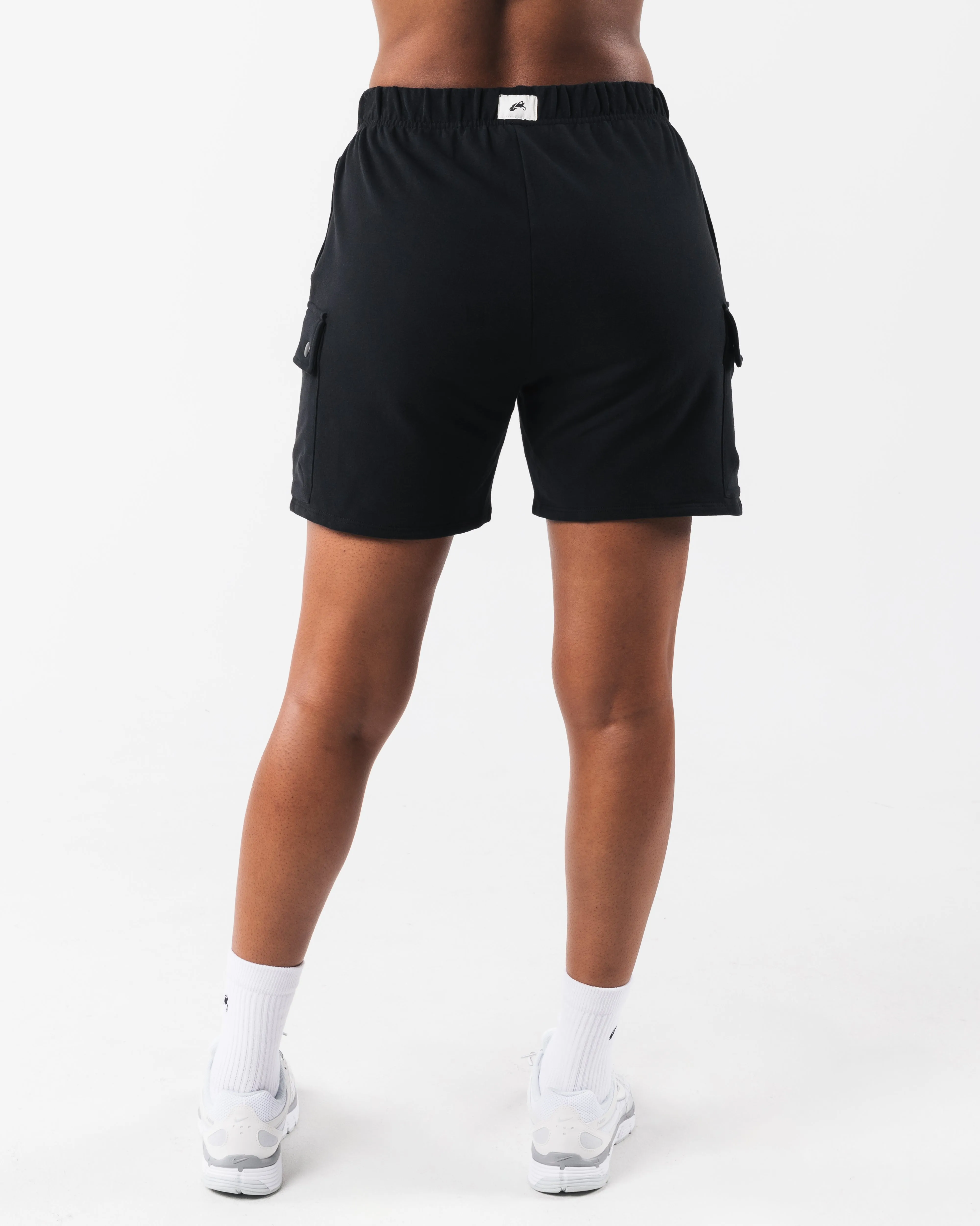 denim material Breathable mesh lining Cargo Short - Black
