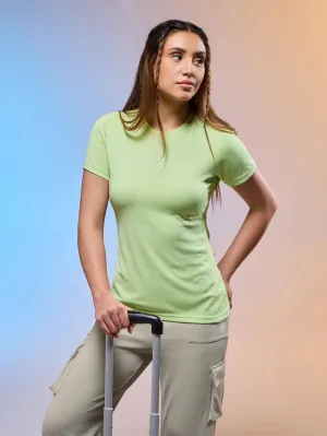 Women Typography Print Regular Fit Round Neck Sports Tee with TECHNOCOOL  Chic Smart