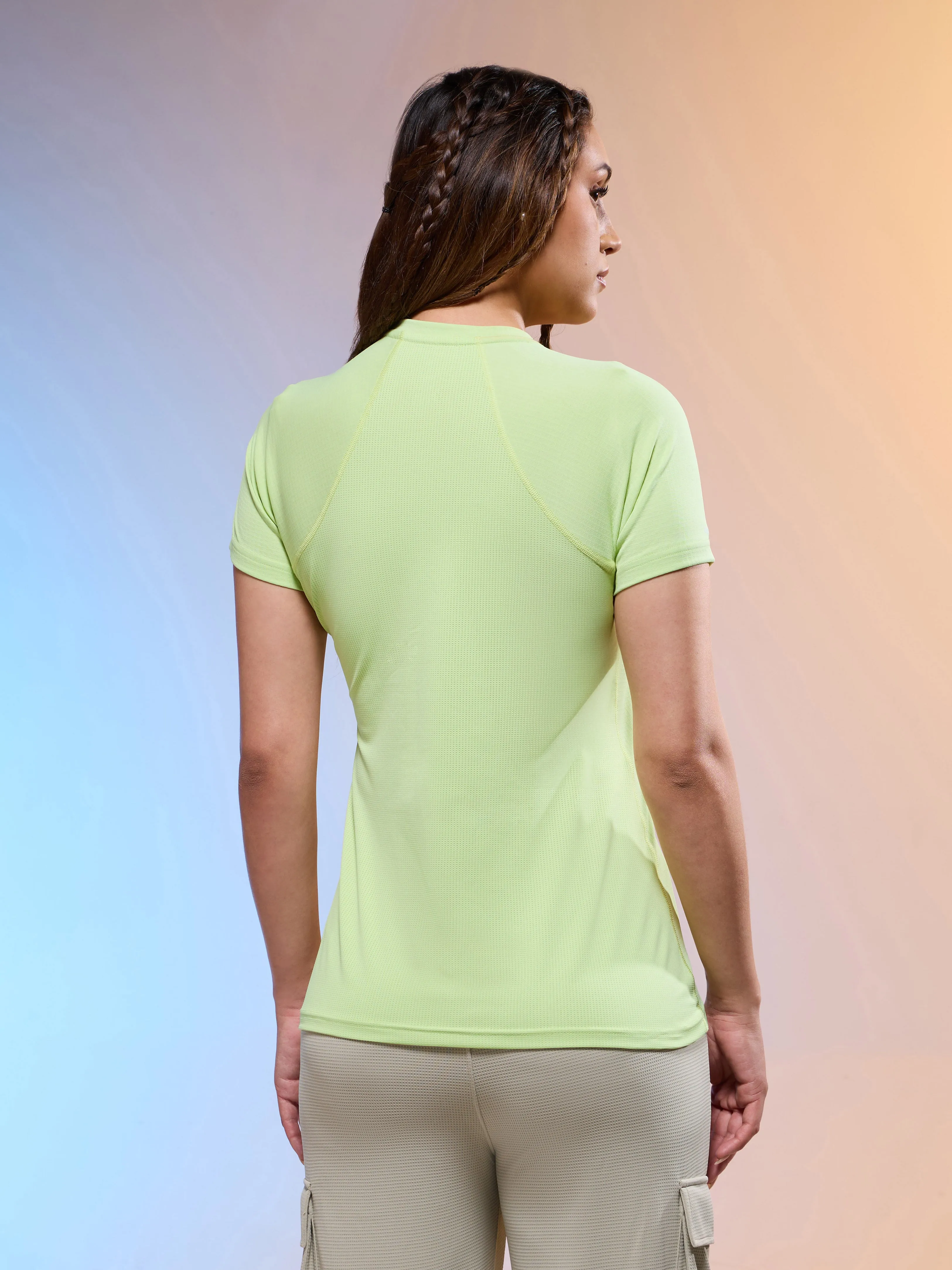 Relaxing Fit Women Typography Print Regular Fit Round Neck Sports Tee with TECHNOCOOL 