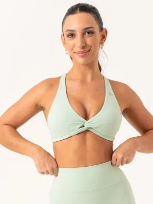 Durable Comfort Versatile Support NKD Knot Sports Bra - Cucumber