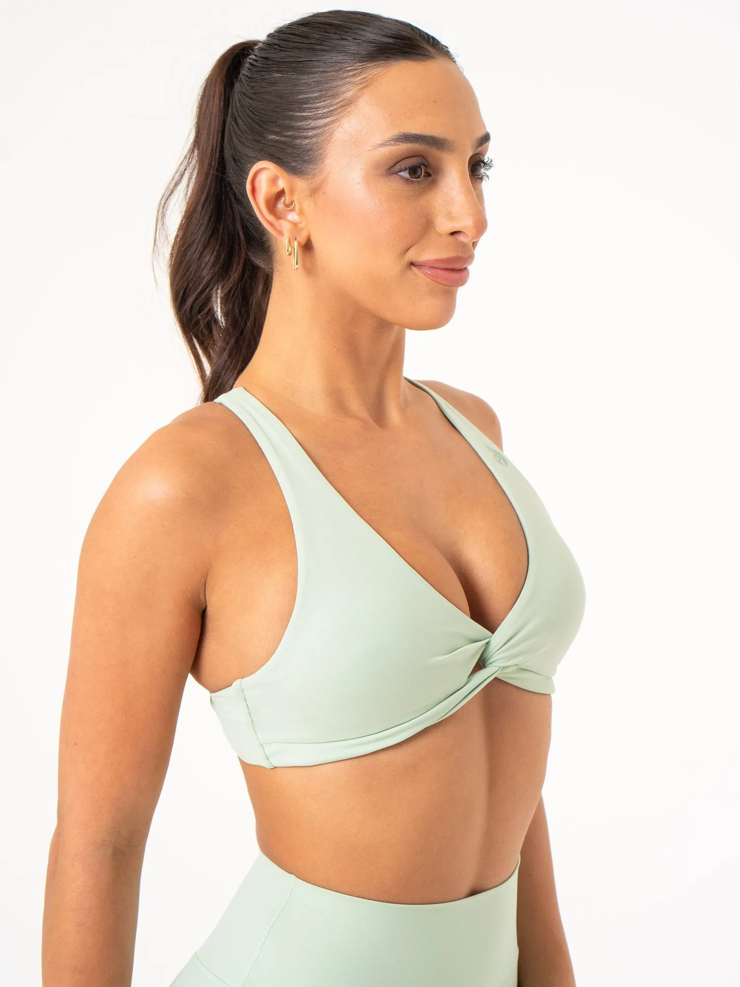 NKD Knot Sports Bra - Cucumber Stretchy Band