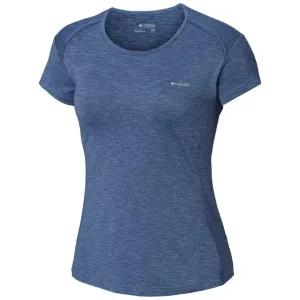 Columbia Women Blue Firwood Camp Tee (Sun Protection) MultiPly Fabric Set In Sleeve