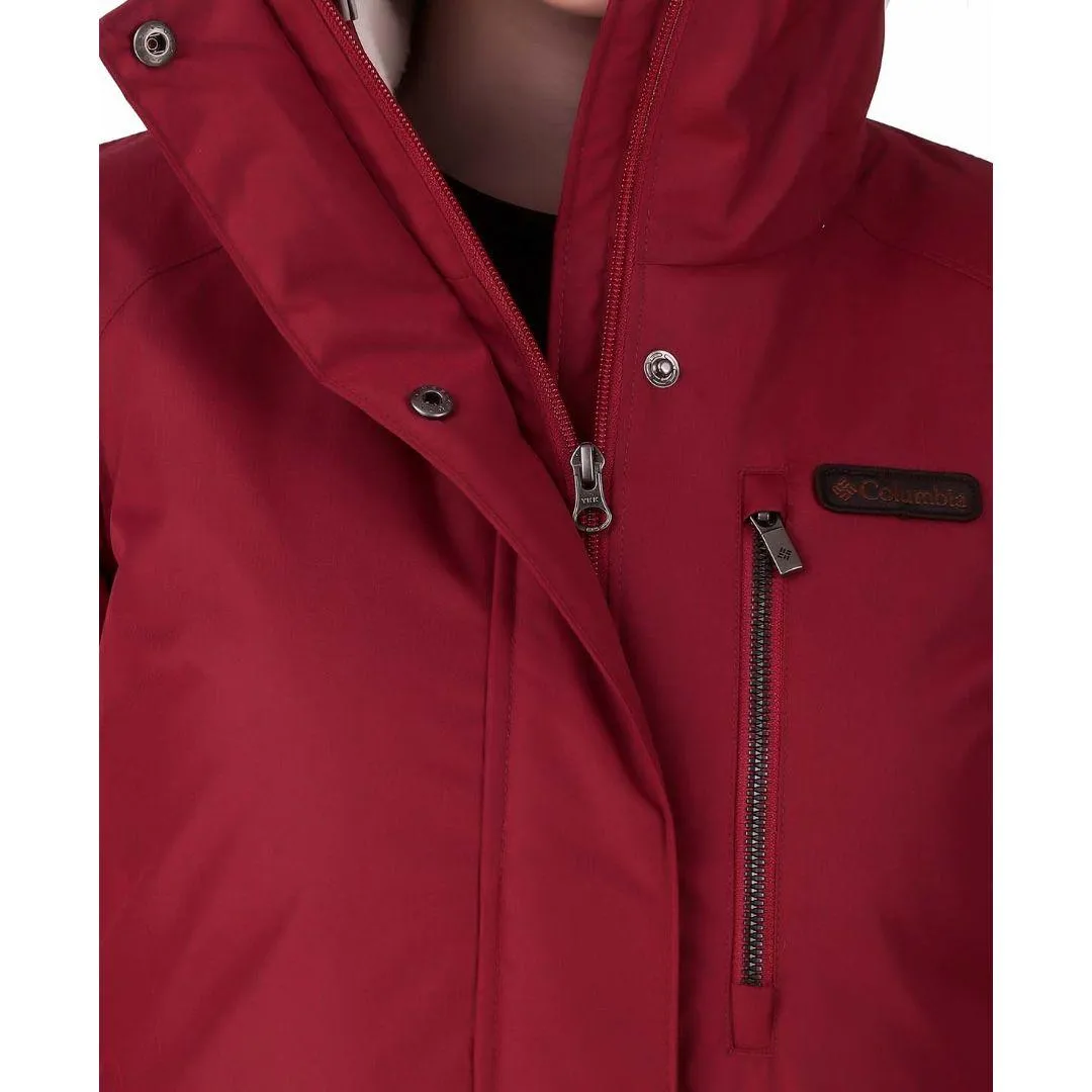 Warm and Practical Columbia Women Red Suttle Mountain Long Insulated Jacket