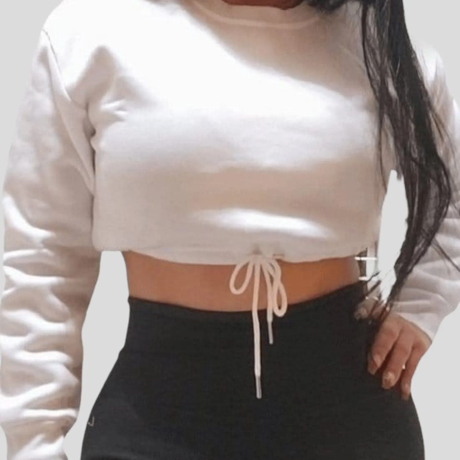 Top Rated Breathable Design Long-sleeved sports shirt, cotton, white to the waist