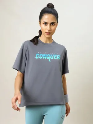 Women Printed Boxy Fit Crew Neck T-shirt with TECHNO COOL  Casual Layering Wear Anti-pilling