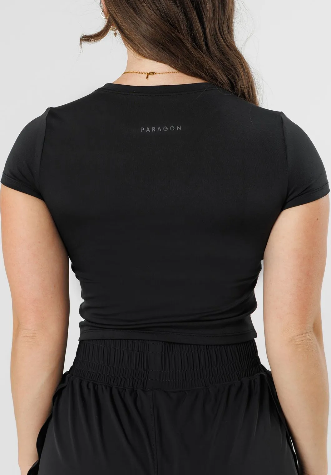 Reluna? Short Sleeve Mid Black Summer Casual Versatile Layering