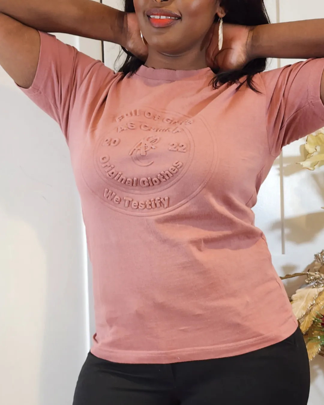 LIGHT BURGUNDY TEE UNISEX MinimalistStitching Soft Texture