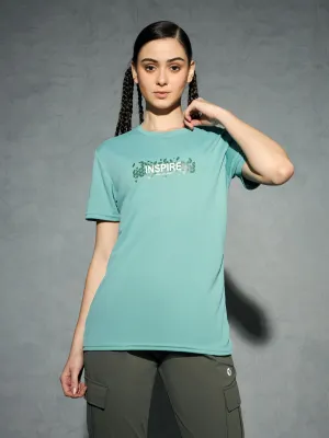 BiodegradableMaterial Abrasion Resistant Fabric Women Printed Slim Fit Round Neck T-shirt with TECHNOCOOL 