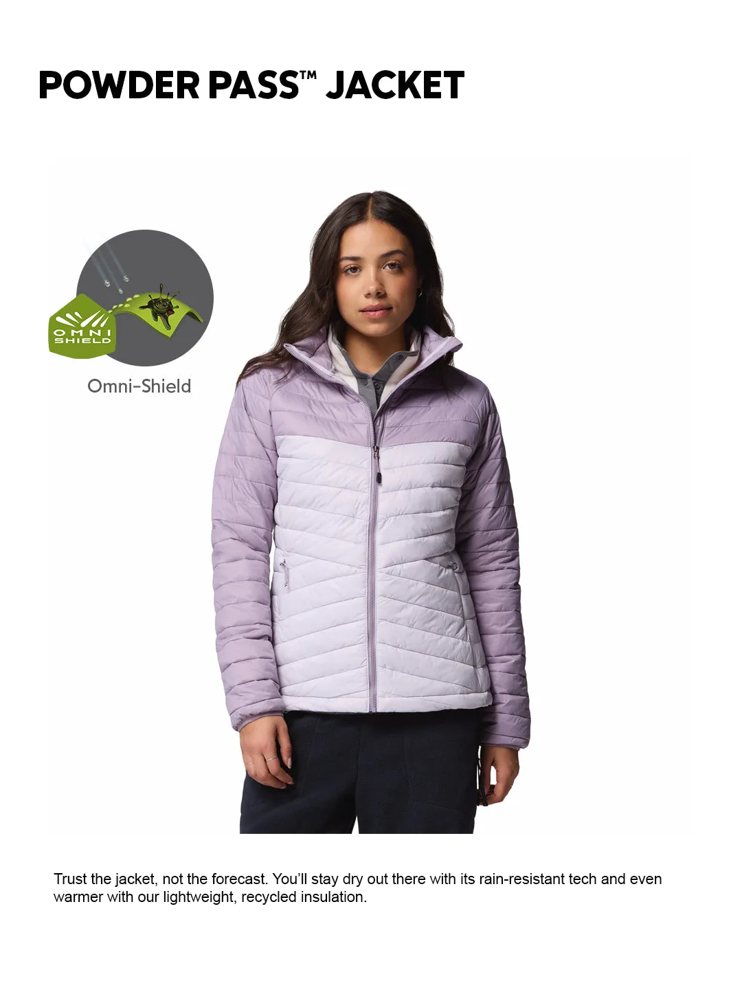 Father's Day Columbia Women Purple OmniShield Powder Pass Down Jacket