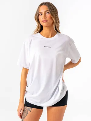 FlexibleKnit Active Wear Fit Emerge Oversized T-Shirt - White