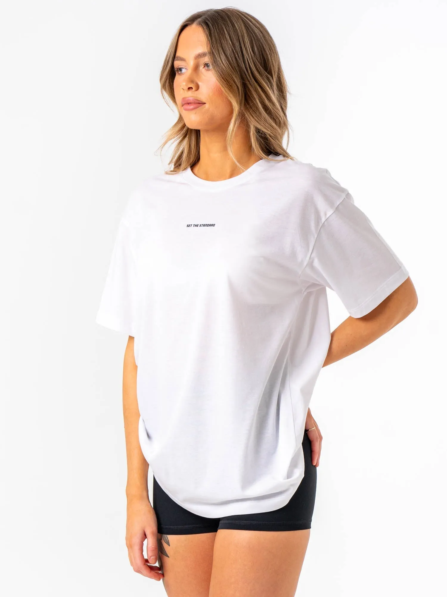 Soft And Comfortable Active Look Emerge Oversized T-Shirt - White