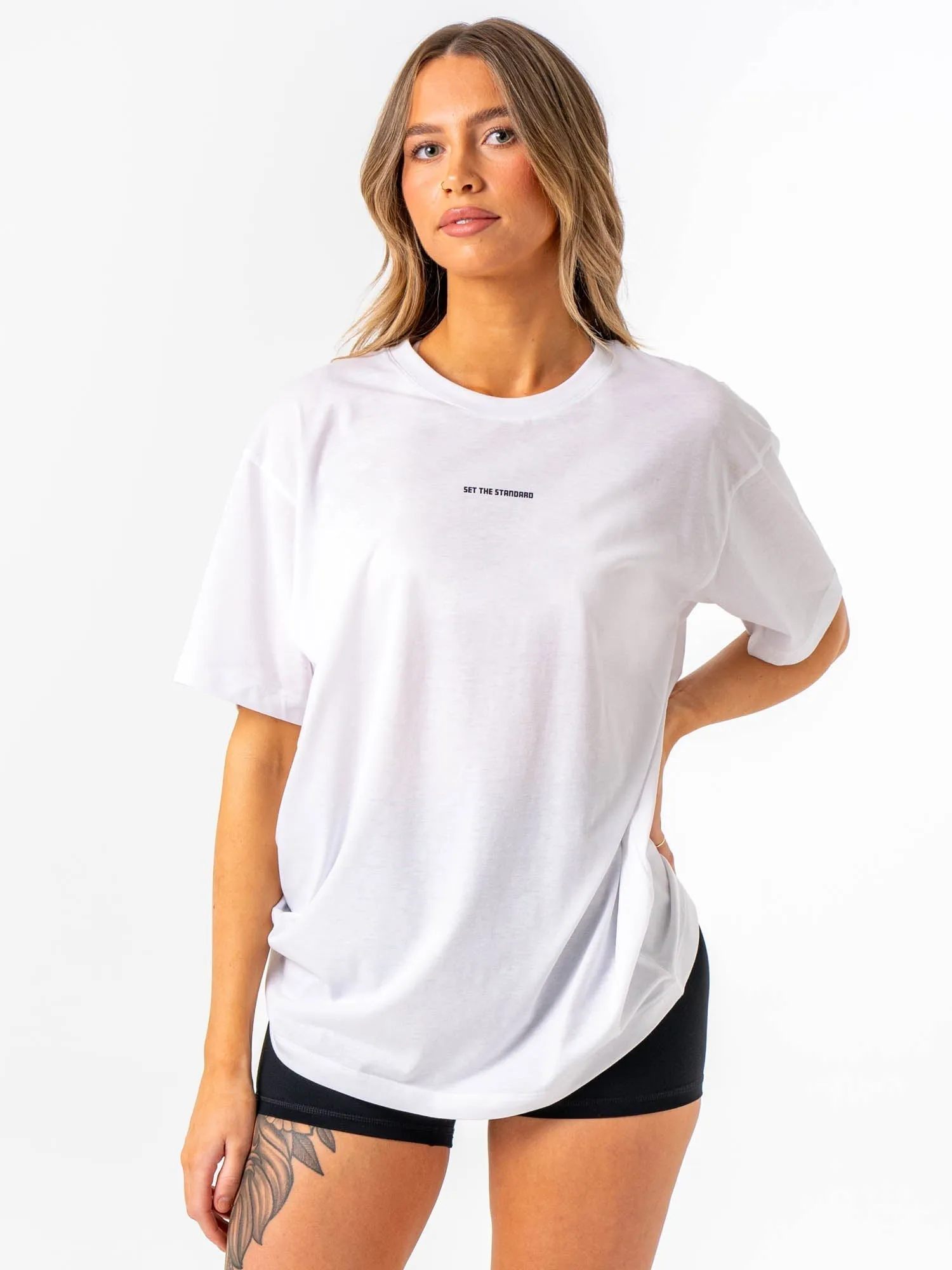 FlexibleKnit Active Wear Fit Emerge Oversized T-Shirt - White