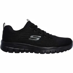 Moisture wicking Skechers Graceful WIDE FIT Womens Training Shoes - Black