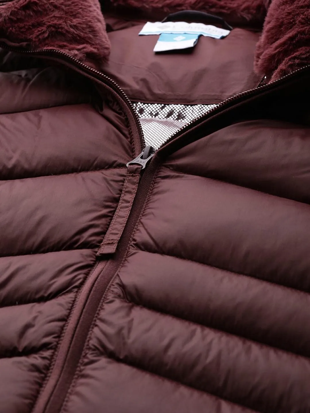 Columbia Women Maroon Autumn Park Down Hooded Jacket Survive