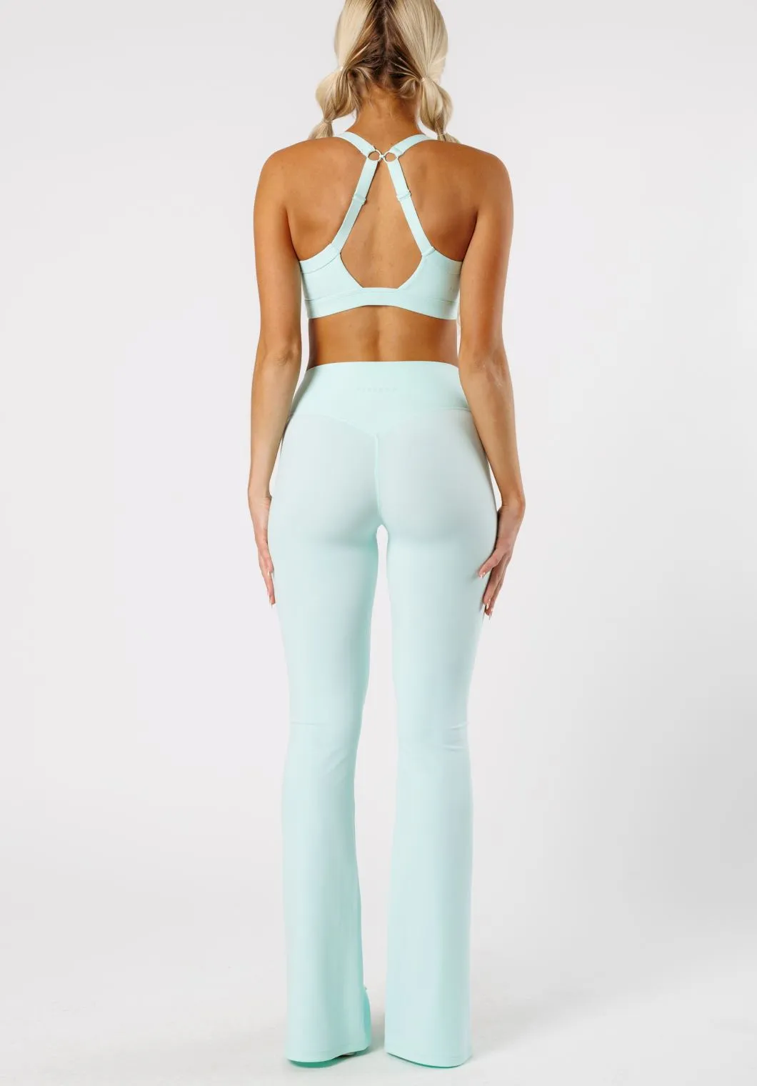 Reluna? Front Slit Sculptseam? Flare Leggings 34" Pale Jade Gym Workout Petite Size Holiday Outfit Eco Friendly