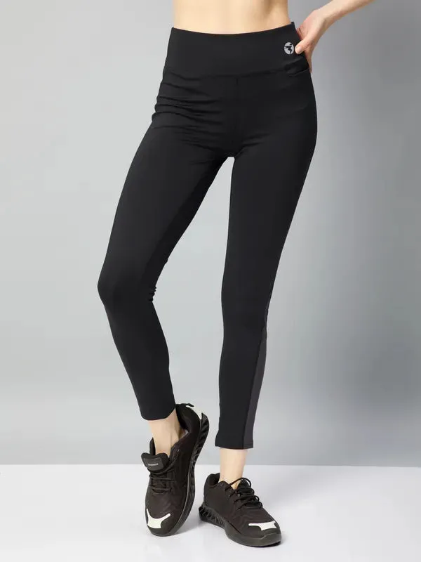 Gusseted Crotch Sporty Fit Women Solid Slim Fit Tights with ELASTO PLUS