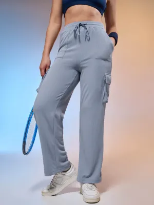 Flexible Performance Women Solid Straight Fit Cargo Trackpants with TECHNOCOOL 