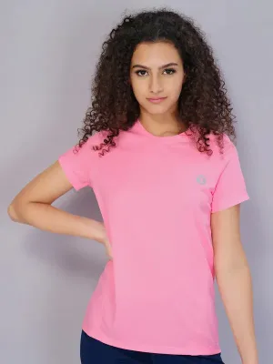 Women Solid Slim Fit Crew Neck T-shirt with TECHNO COOL college Fresh Outfit