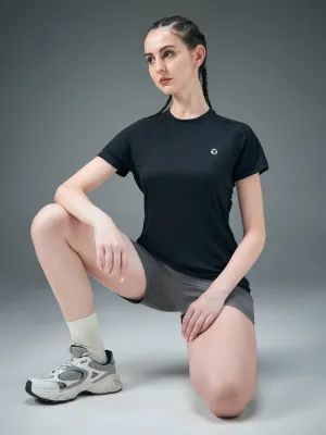 Women Solid Slim Fit Crew Neck T-shirt with TECHNO COOL Casual Appeal