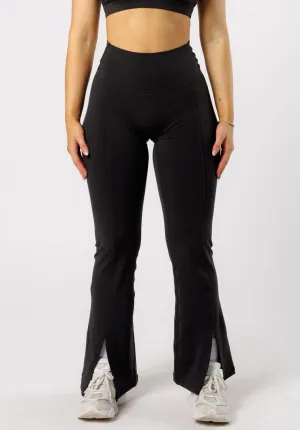 Reluna? Front Slit Sculptseam? Flare Leggings 31" Black Non Irritating Seams Sculpted Design