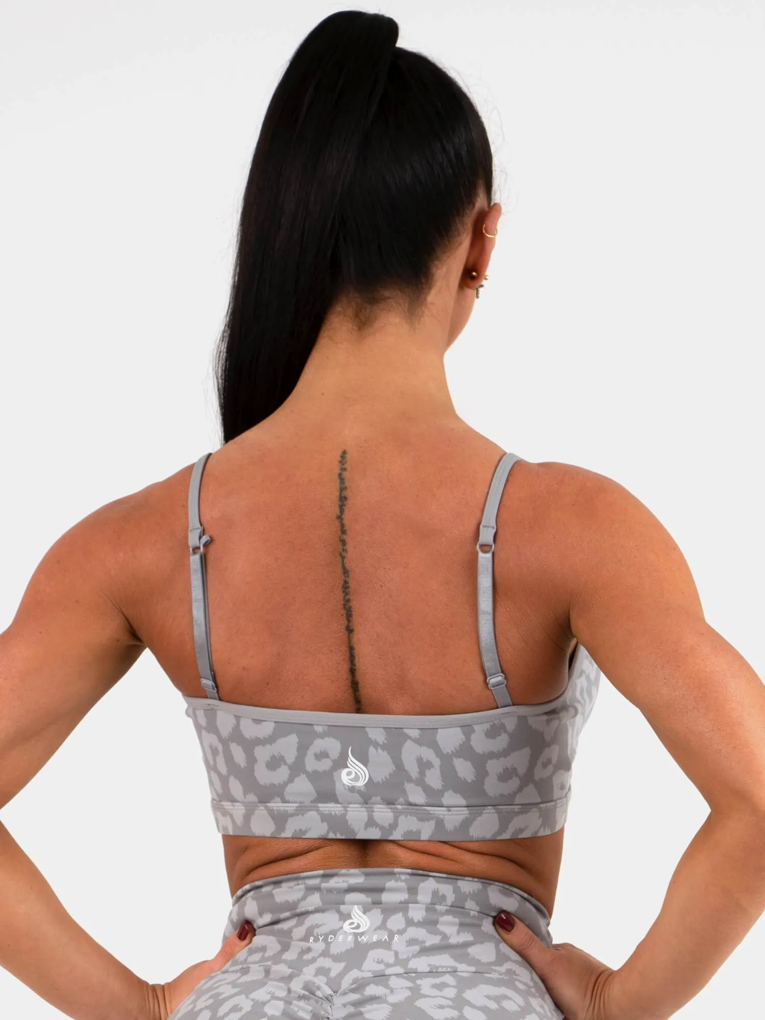 Animal Sports Bra - Leopard Grey Seamless Fabric