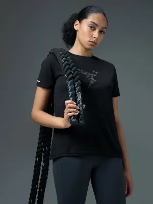 Classic Vibes Women Printed Regular Fit Round Neck Sports Tee with TECHNOCOOL 