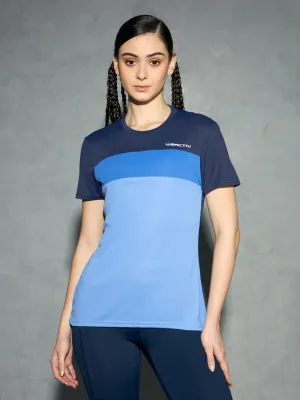 Comfy Vibes Quick Comfort Women Colorblock Slim Fit Round Neck Sports T-shirt with TECHNOCOOL 
