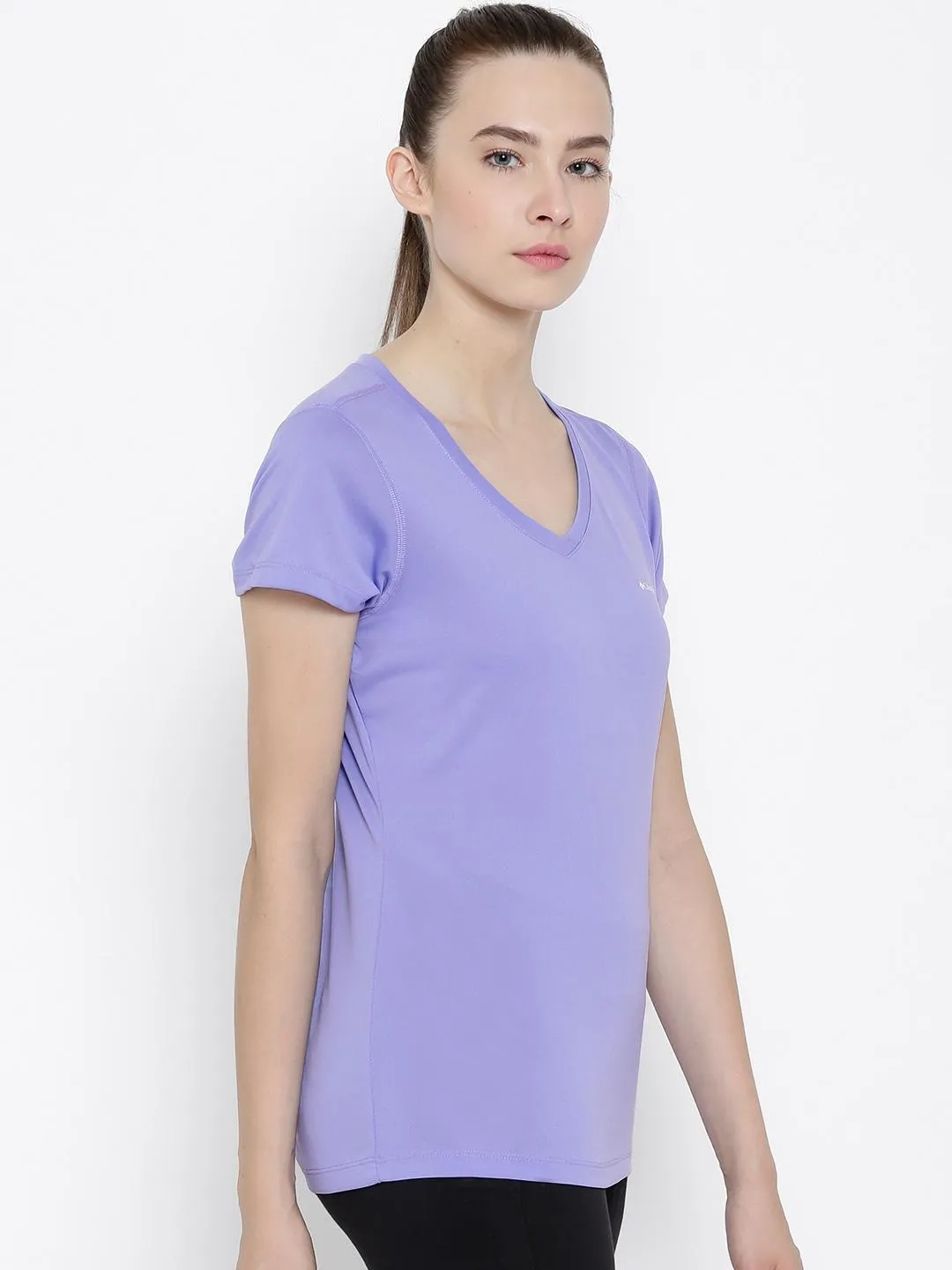 mix and match Performance Wear Columbia Women Purple Tech TrekShort Sleeve Shirt