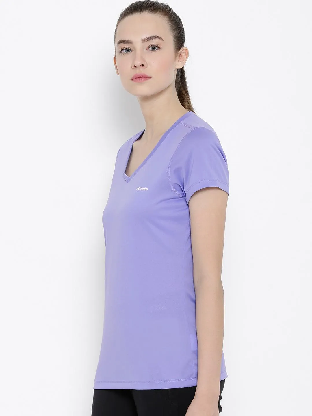 Columbia Women Purple Tech TrekShort Sleeve Shirt Casual Active