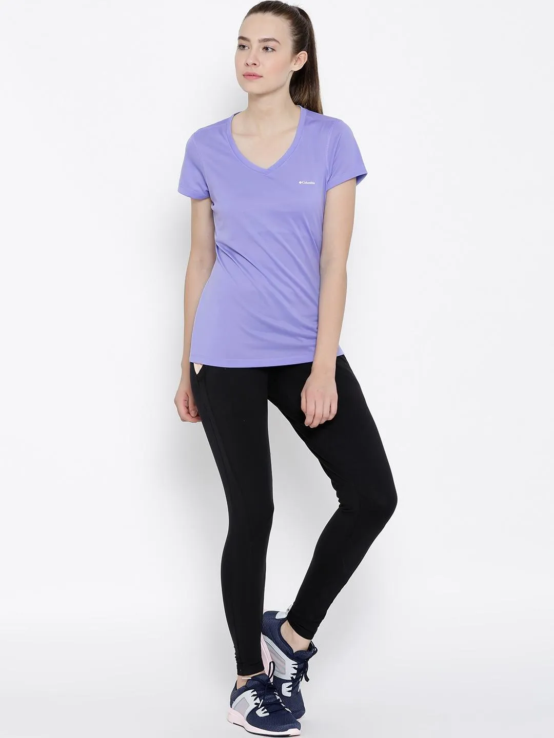 Columbia Women Purple Tech TrekShort Sleeve Shirt QuickDry Material Abstract mystery