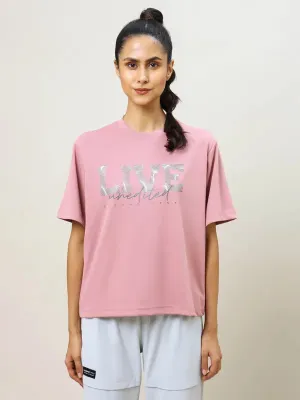 Women Printed Boxy Fit Crew Neck T-shirt with TECHNO COOL  Layer-Friendly Sporty Appeal