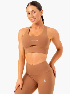 Body Hugging Contour Wide Underband Support Focus Contour Sports Bra - Mocha