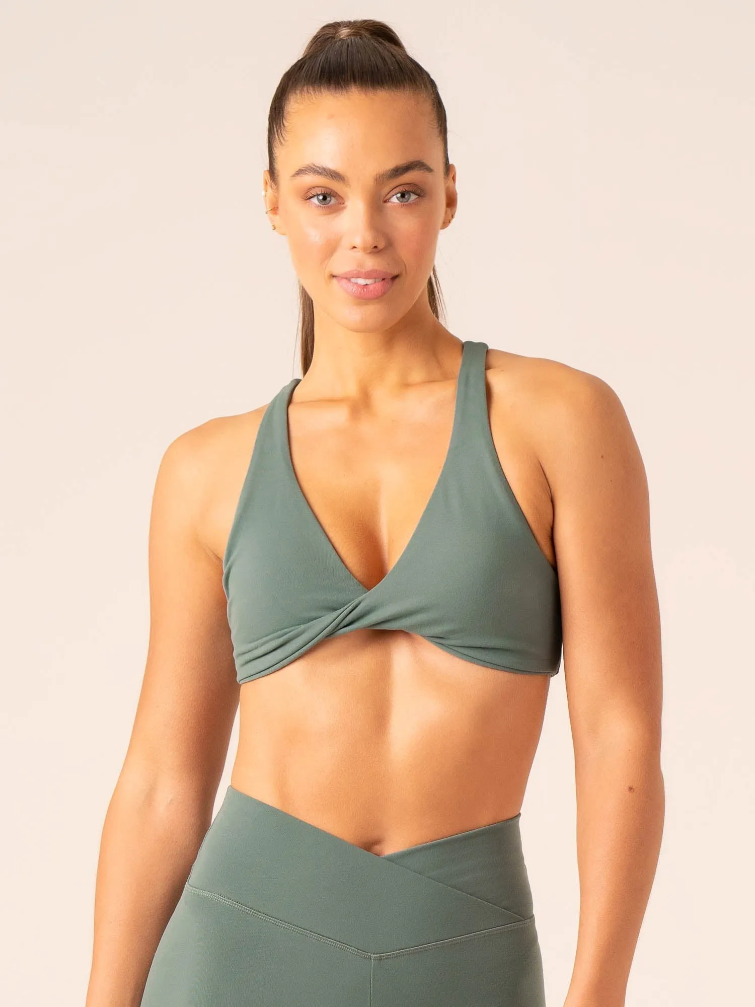 Momentum Twist Sports Bra - Forest Green Machine washable