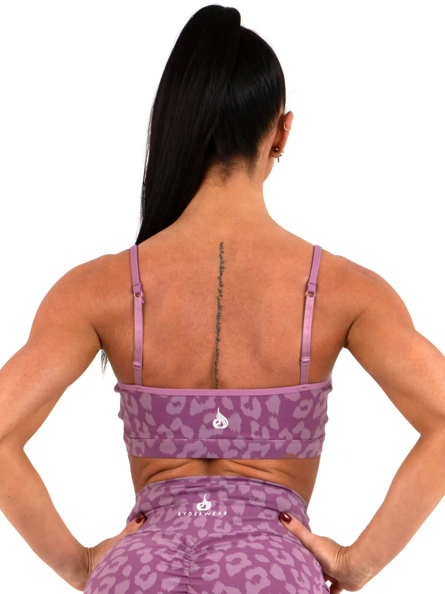 Flexible Fabric Hidden stitching seams Animal Sports Bra - Leopard Purple
