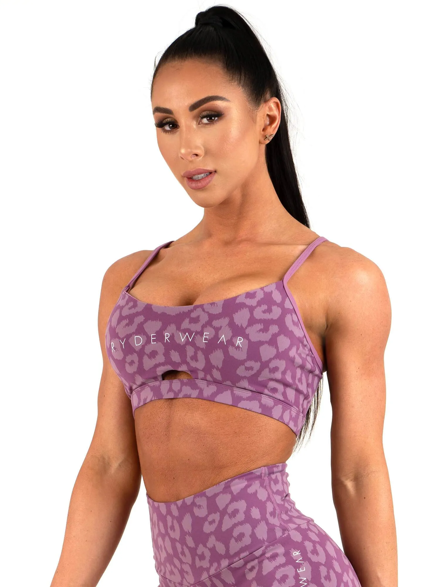 Dynamic Motion Fit Non-Slip Comfort Animal Sports Bra - Leopard Purple