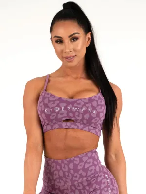 Stretchy Band Injury prevention Animal Sports Bra - Leopard Purple