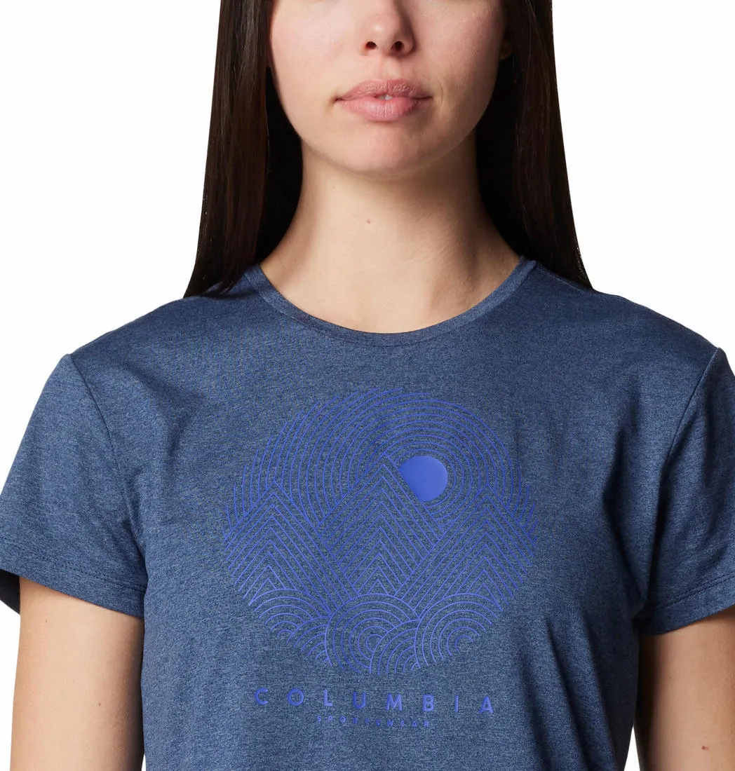 Columbia Women Blue Sloan Ridge Graphic SS Tee Reinforced Shoulder Seams
