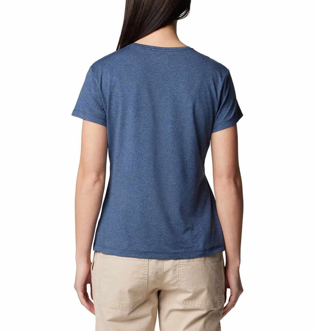 Garment Dyed Technique Columbia Women Blue Sloan Ridge Graphic SS Tee
