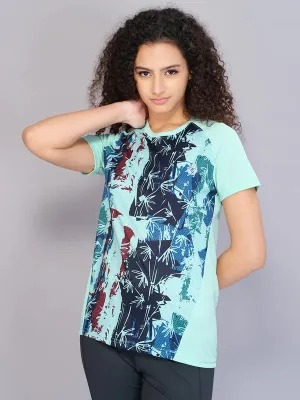 Women Printed Slim Fit Crew Neck T-shirt with TECHNO COOL Casual Layer