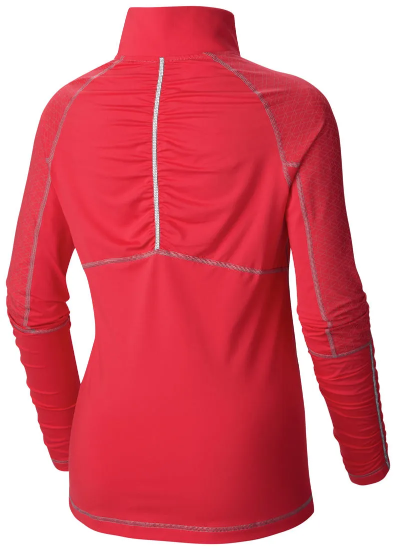 Columbia Women Red Trail Flash Half Zip Shirt (Sun Protection) Festival wear FadeResistant Coating