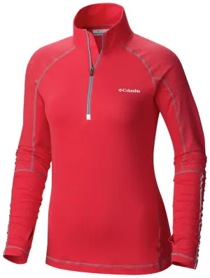 Seam Free Edging Columbia Women Red Trail Flash Half Zip Shirt (Sun Protection)