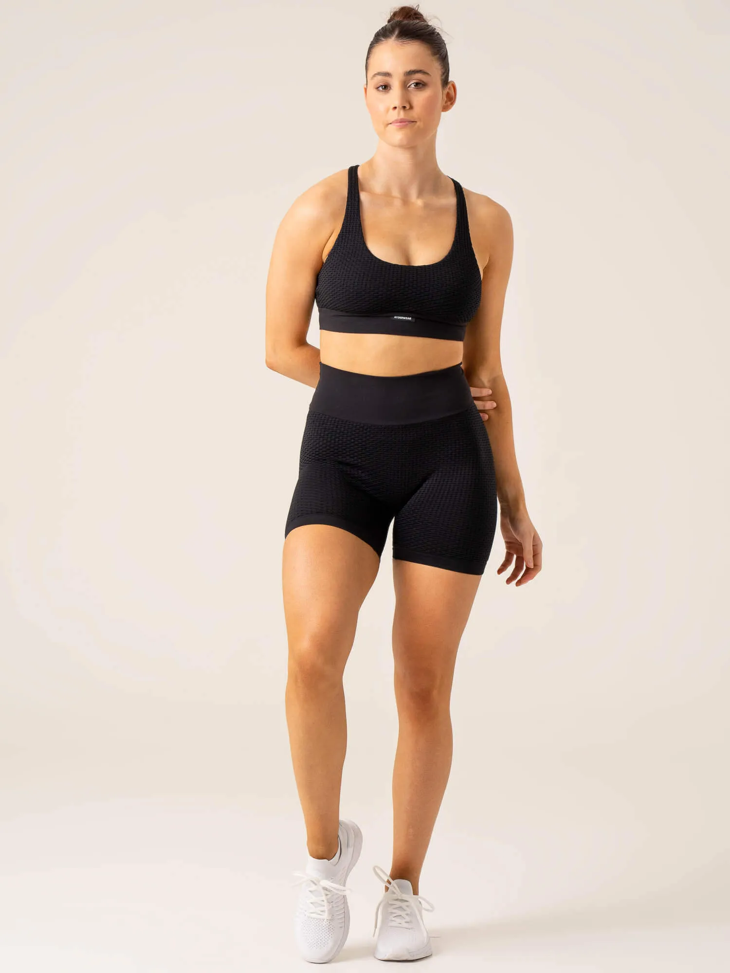 High-quality Honeycomb Seamless Sports Bra - Black