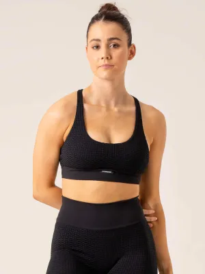 Velcro closure seams Honeycomb Seamless Sports Bra - Black