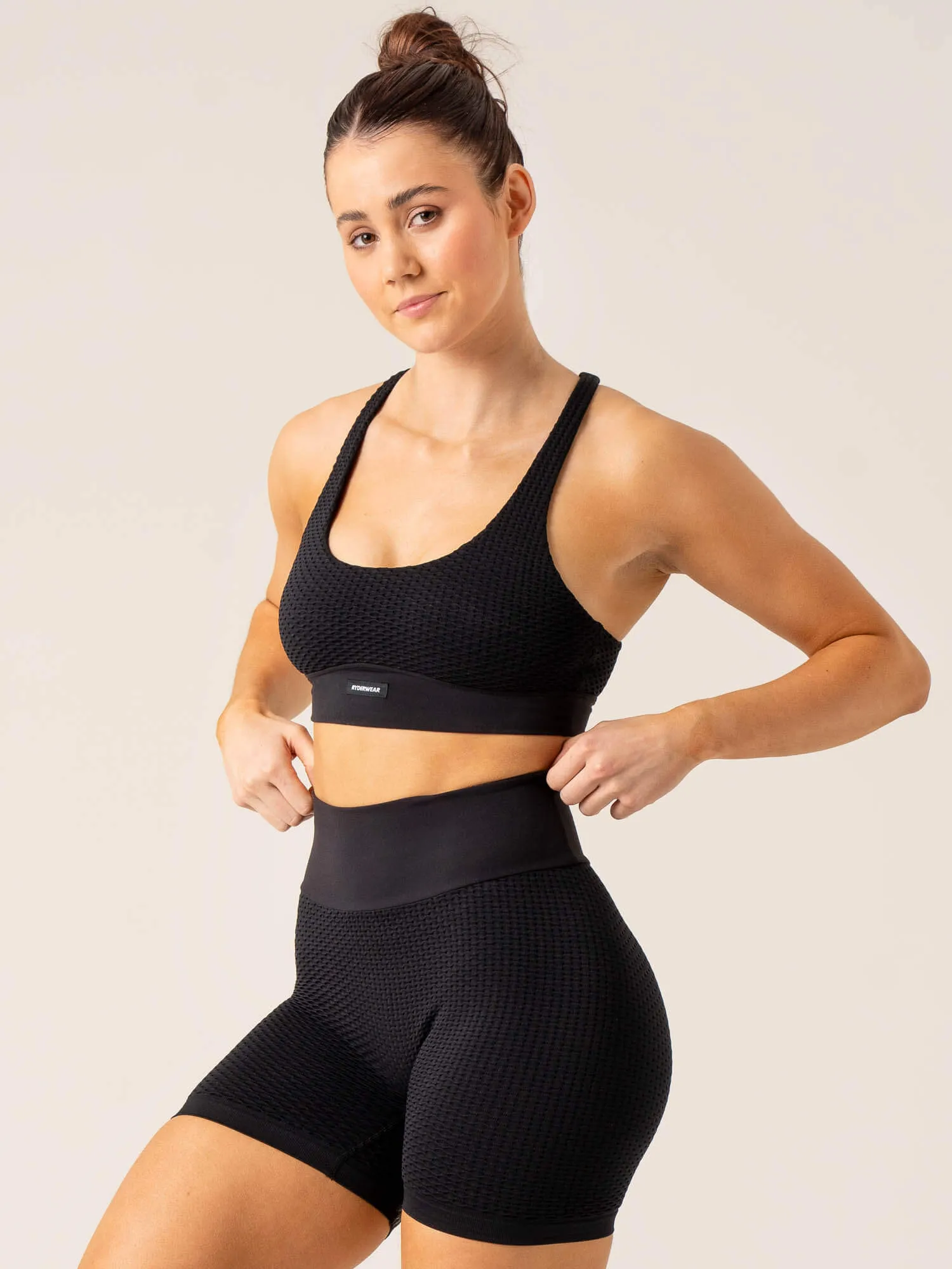 Smooth Fit Honeycomb Seamless Sports Bra - Black