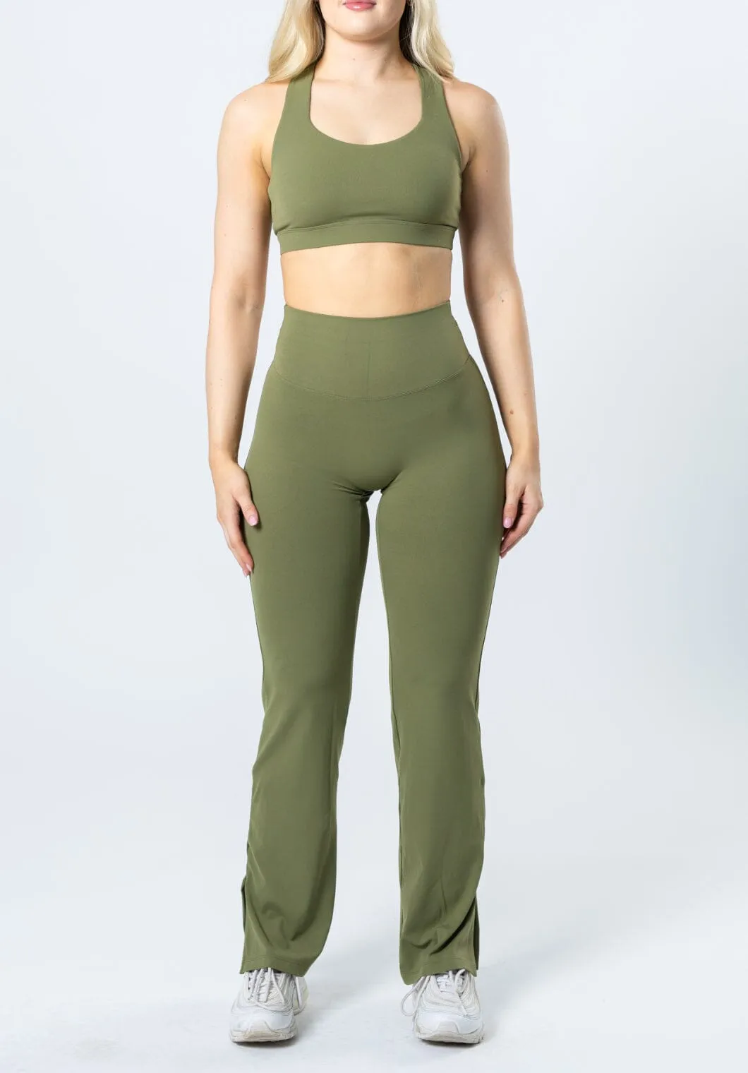 RecStretch Original Sculptseam? Plus Flare Legging 31" Olive Cycling Trip Durable Stitch