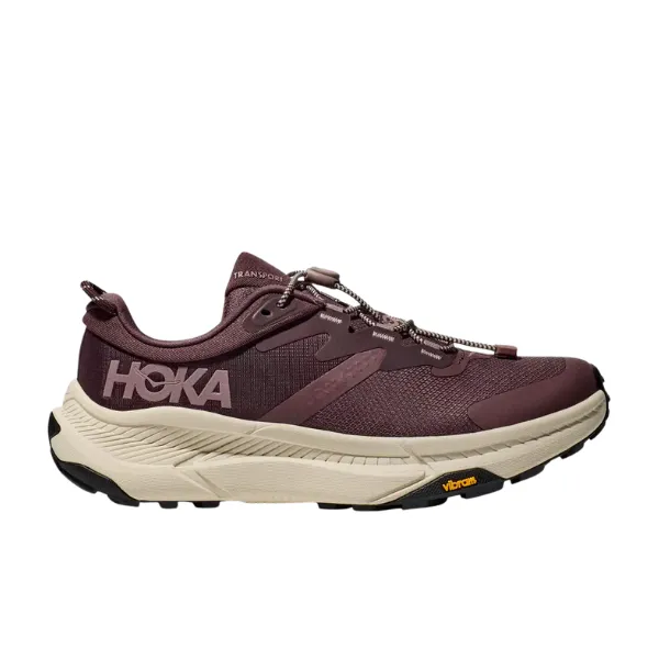 HOKA Women's Transport Smoky Quartz/Oat Milk/Purple glossy running shoes