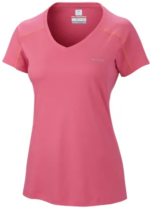 Columbia Women Red Zero Rules Short Sleeve Shirt (Sun Protection) SeamFreeShoulders