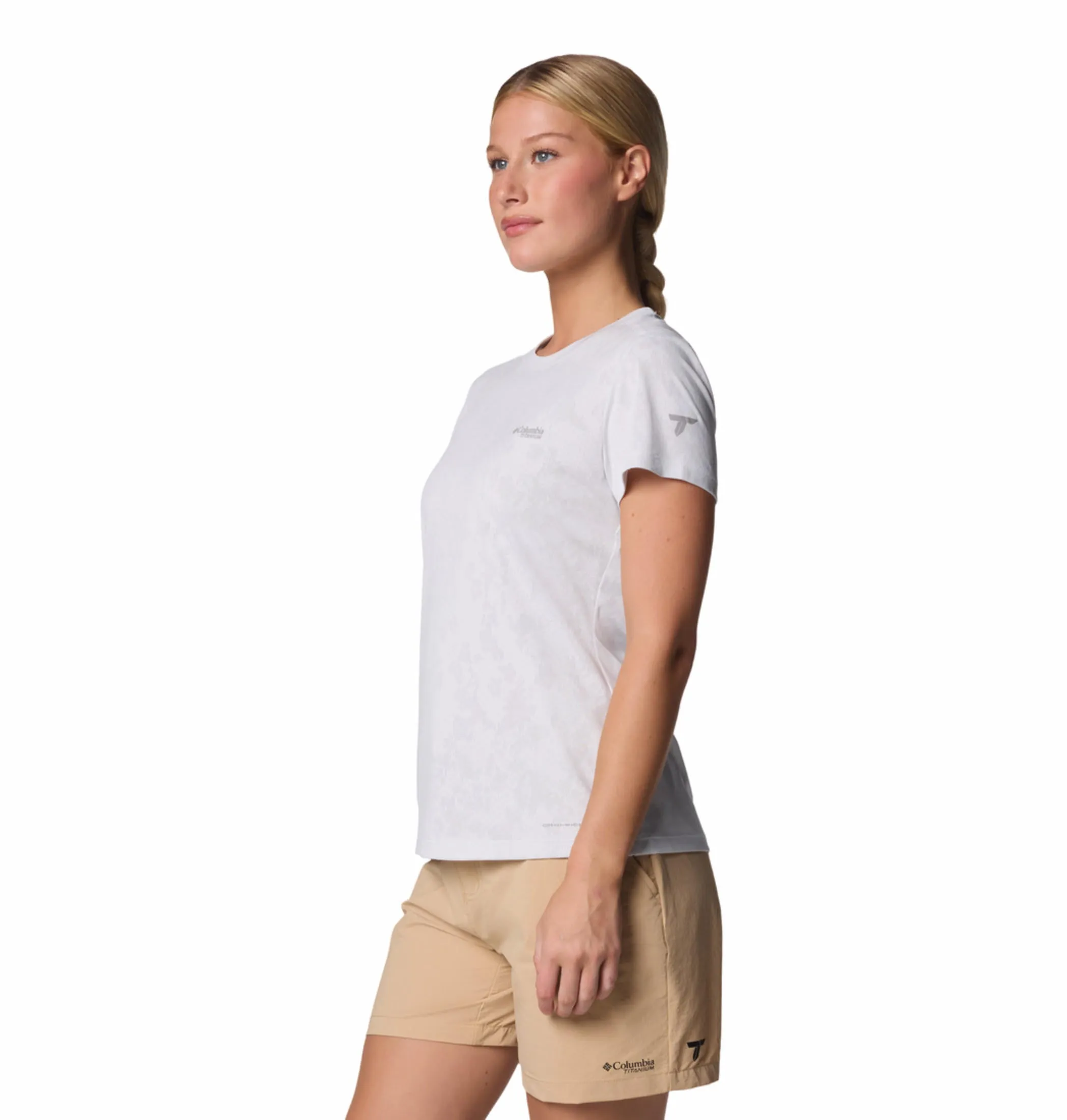 Columbia Women White Bluebird Canyon Short Sleeve Crew Hypoallergenic Fibers