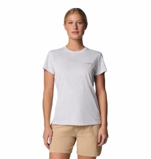 Columbia Women White Bluebird Canyon Short Sleeve Crew Skin Friendly Blends Sport Fit