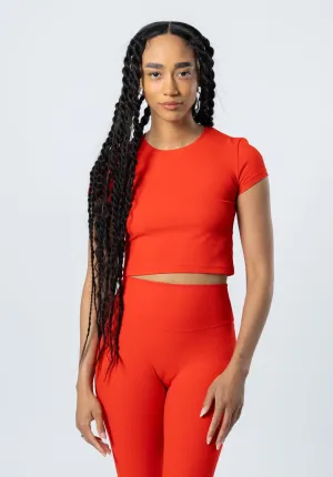 Indoor Comfort Chic Outfit CloudRib Short Sleeve Crop Hot Shot